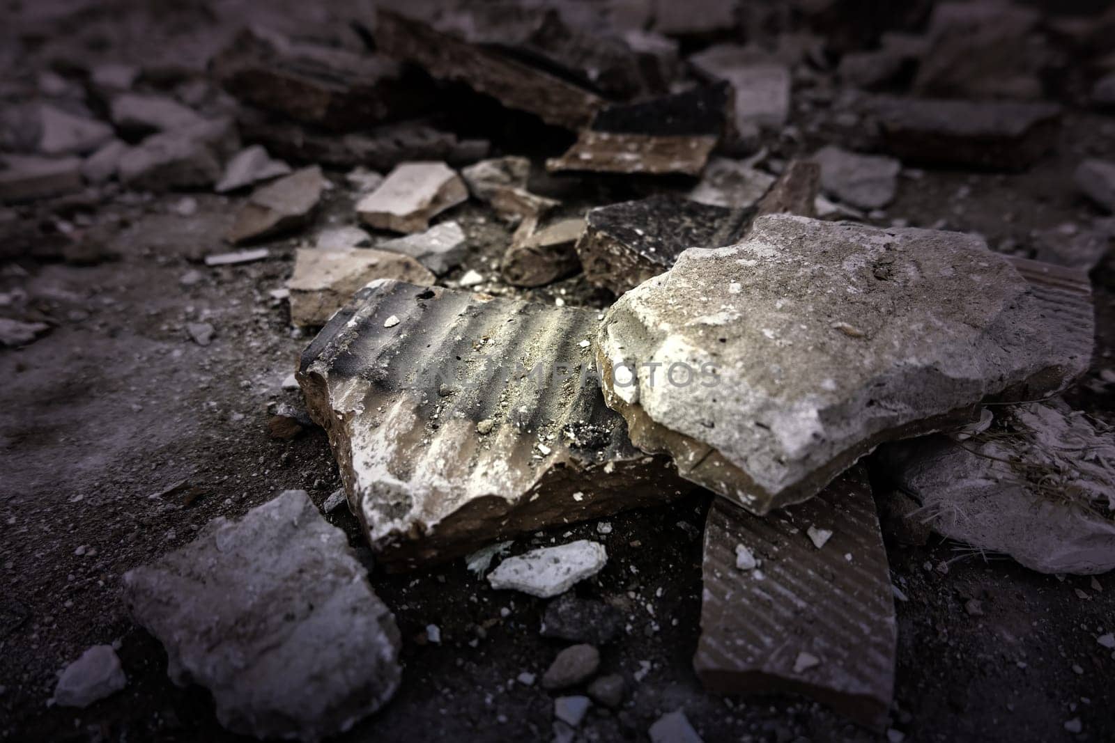Detail of remains of construction, demolition and architectural work