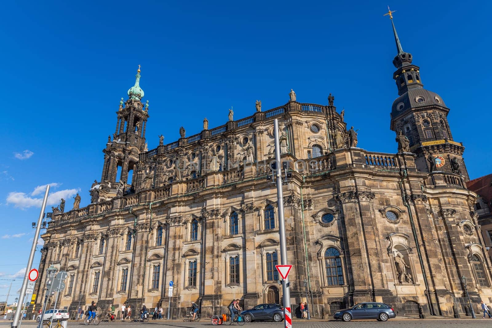 Dresden, Germany - August, 08 2023: Catholic Court Church (Katholische Hofkirche). Center of the Dresden Old Town. Dresden has a long history as the capital and royal residence for the Electors and Kings of Saxony