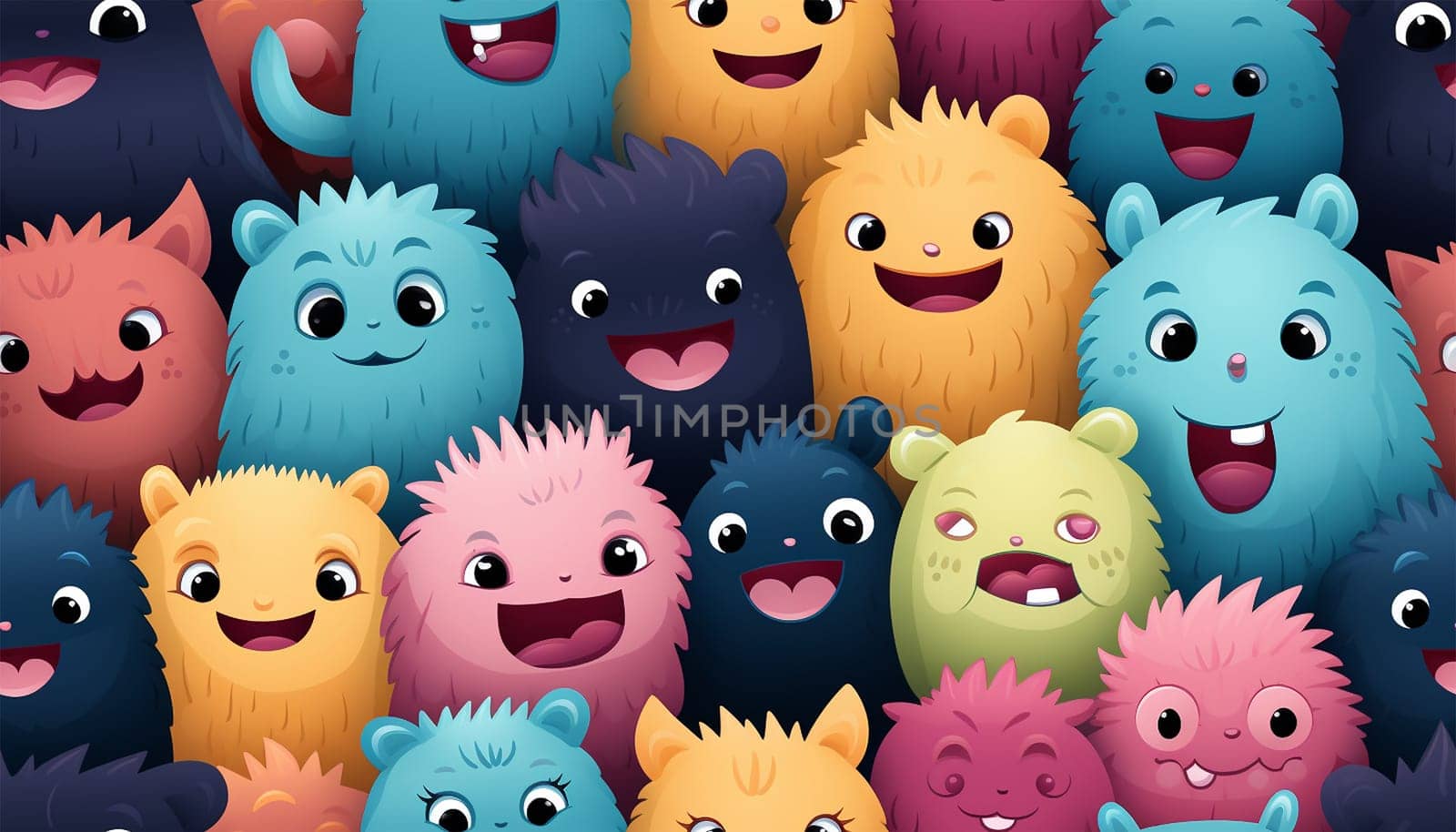 Cute colorful various monsters. seamless cool monsters pattern illustration pastel colored Children's pattern with cute adorable scary monster background in a row