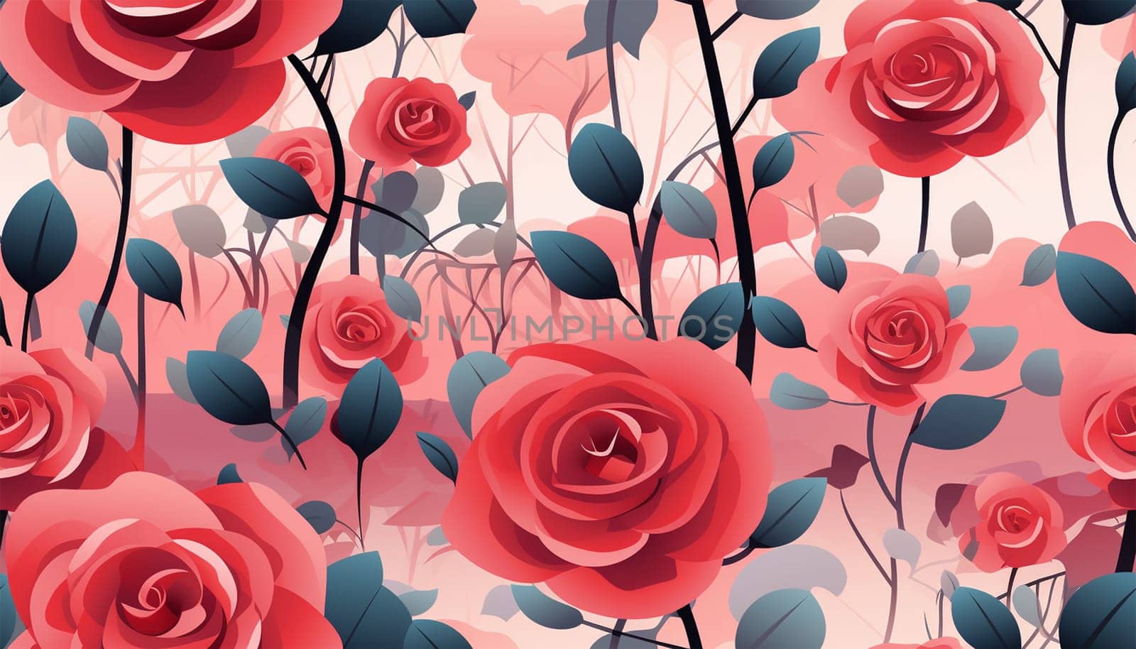 Pastel colored rose pattern background. Seamless pattern floral beautiful pink pastel Rose flowers vintage abstract background.pink illustration hand drawing dry watercolor.for fabric textile design or Product packaging Valentine