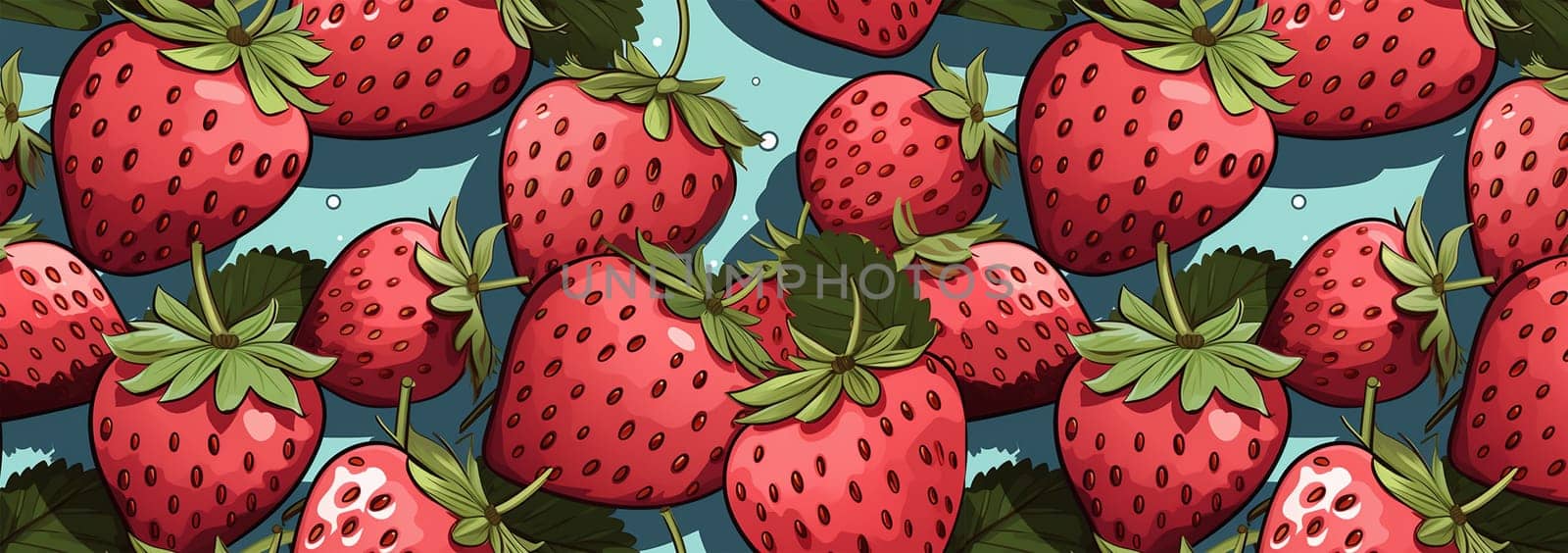 Cute Strawberry Pattern, Red and blue seamless polka dot strawberry, Strawberry white Background, Strawberry Wallpaper Love Cards Stock Illustration. Adorable strawberries background Copy space
