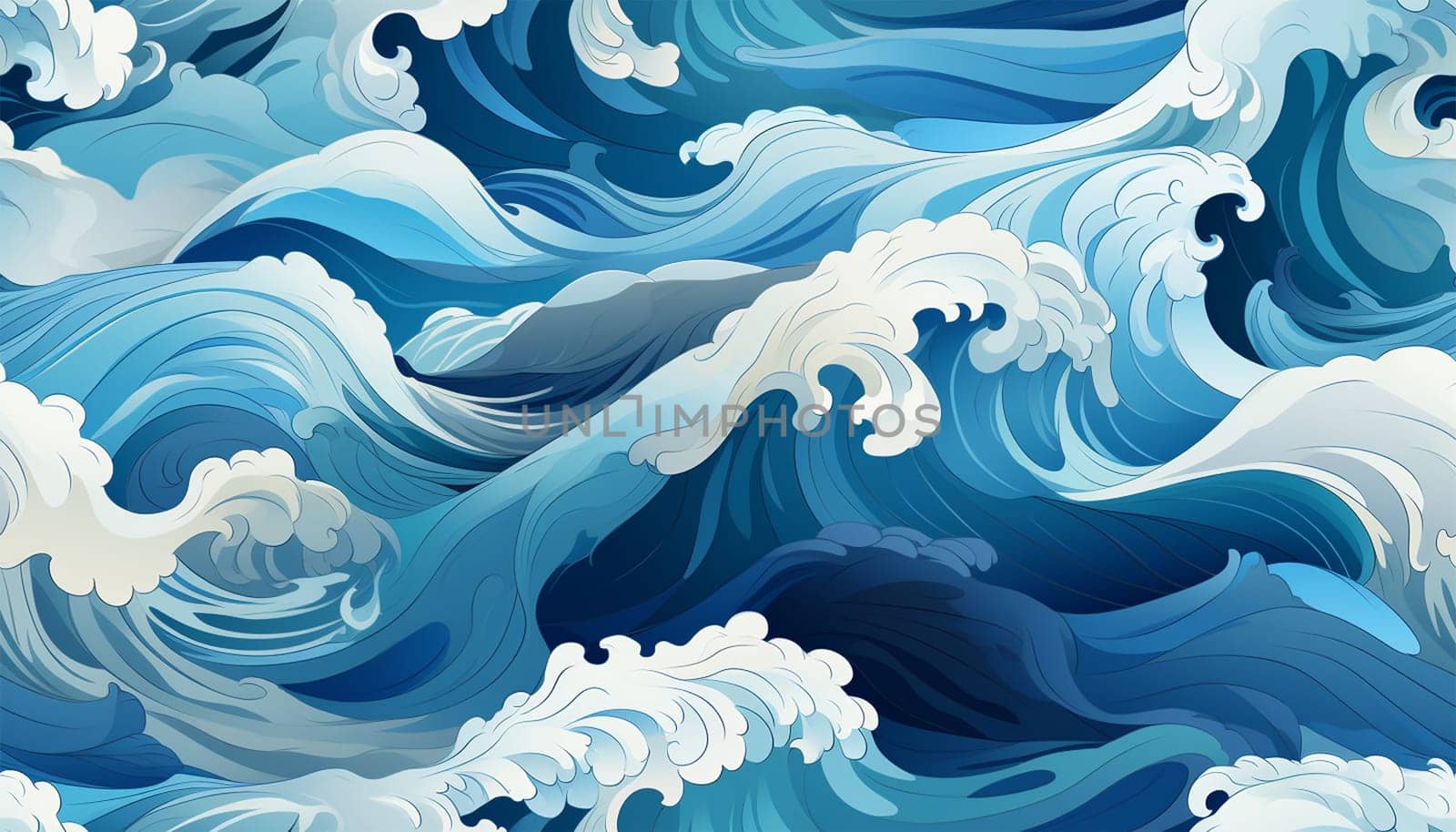 Sea waves pattern background. Waves pattern. Classic japanese waves in modern design,Blue and white lines. Element for design. Storm ocean. posters and prints Copy space