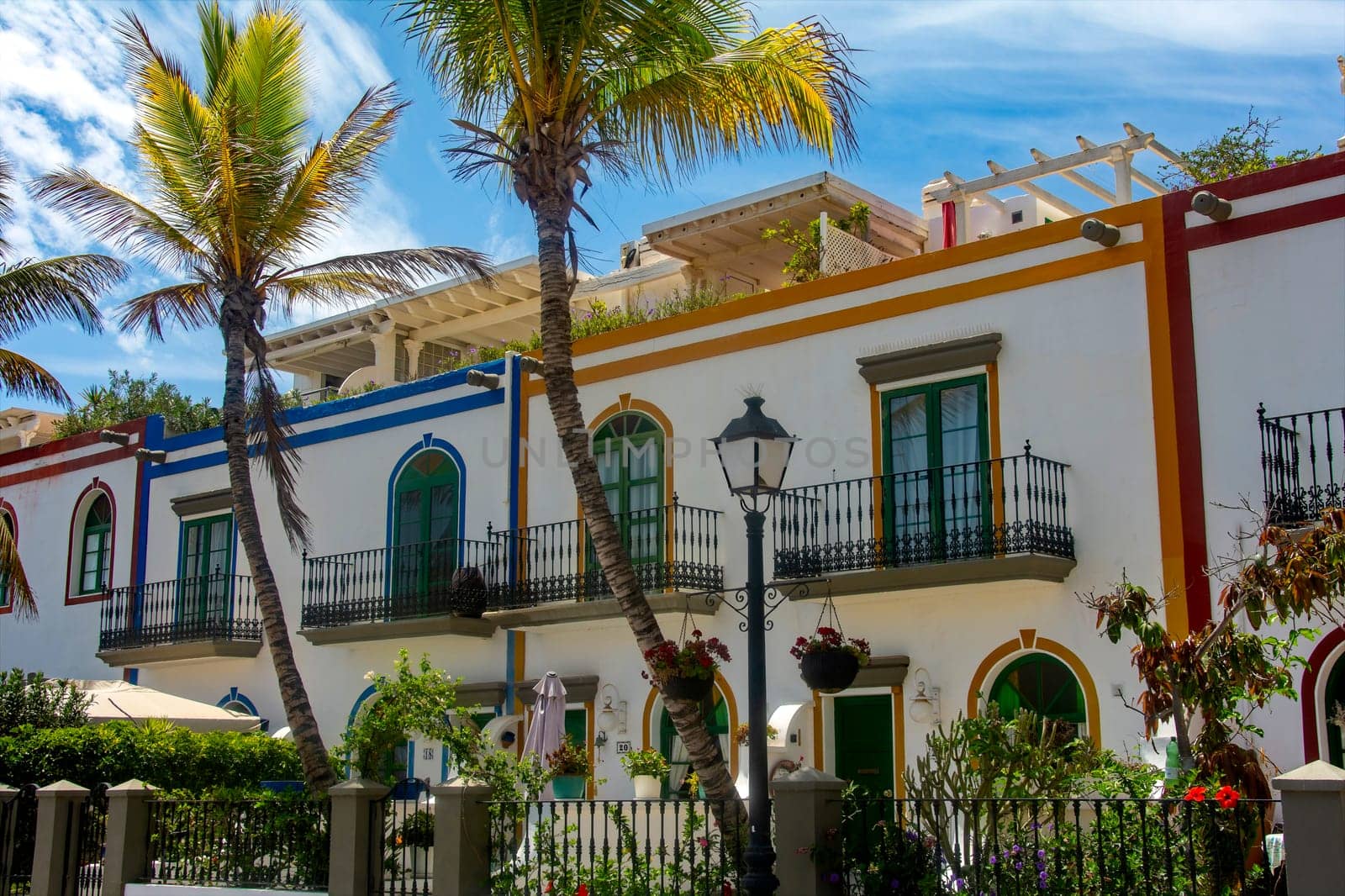 Houses in the romantic fishing village of Puerto de Mogán on the Canary Island of Gran Canaria in Spain