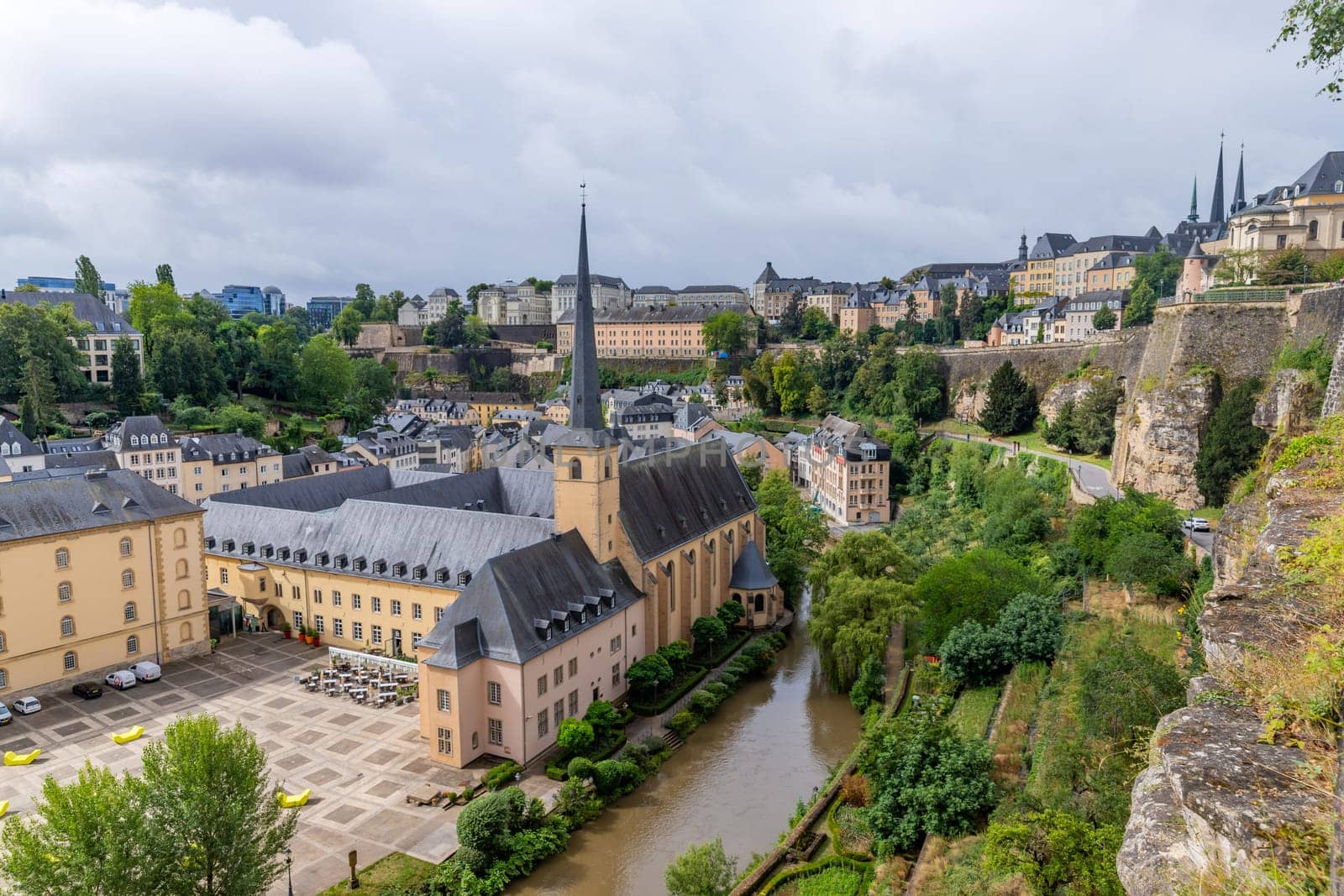 Luxembourg: August 1, 2023. View of the old town of Luxembourg City. Luxembourg