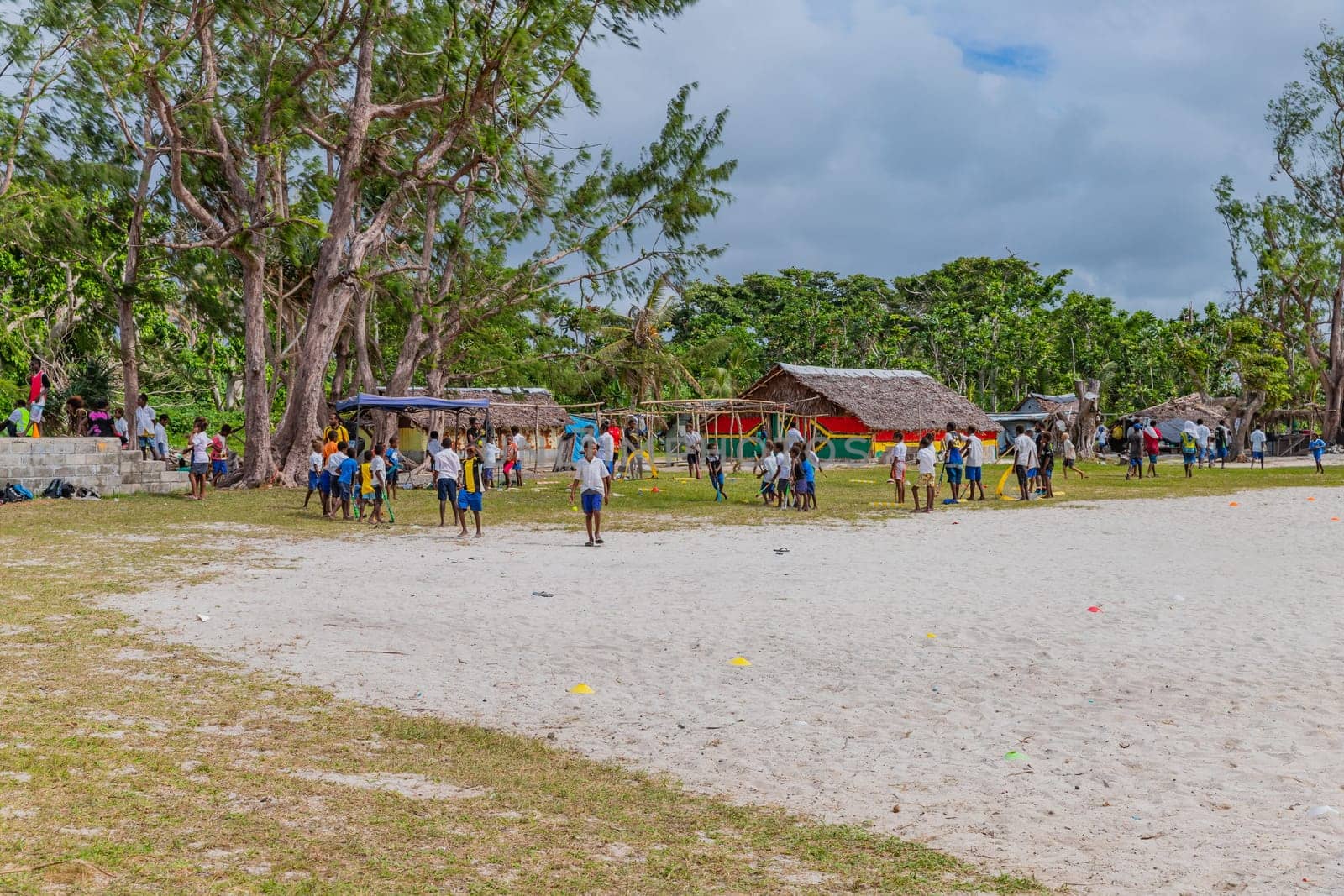 Port Vila, Vanuatu - 23 June, 2023: Kids playing in sports day in Port Vila, Vanuatu