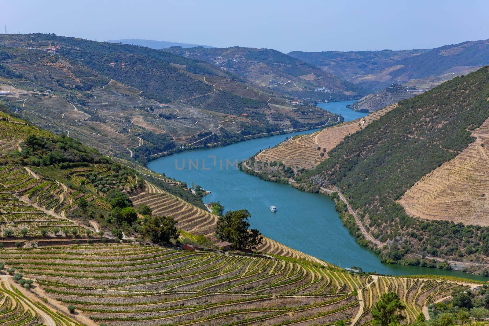 Landscape view of the beautiful douro river valley near Pinhao in Portugal