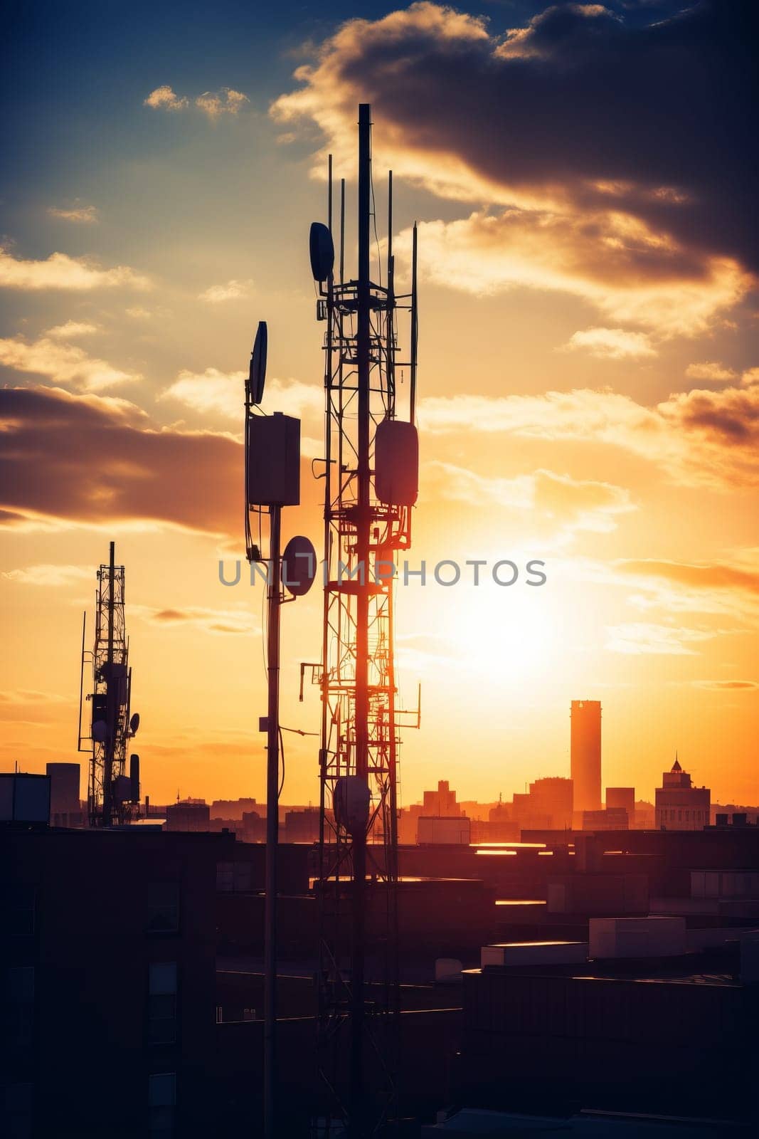 Mobile Tower installation. Cellular antenna. Radio and Television. 4G 5G and 6G nternet online generation. Mobile Tower Radiation. High speed affordable connection. Telecommunications and Wireless network. Wifi antenna.