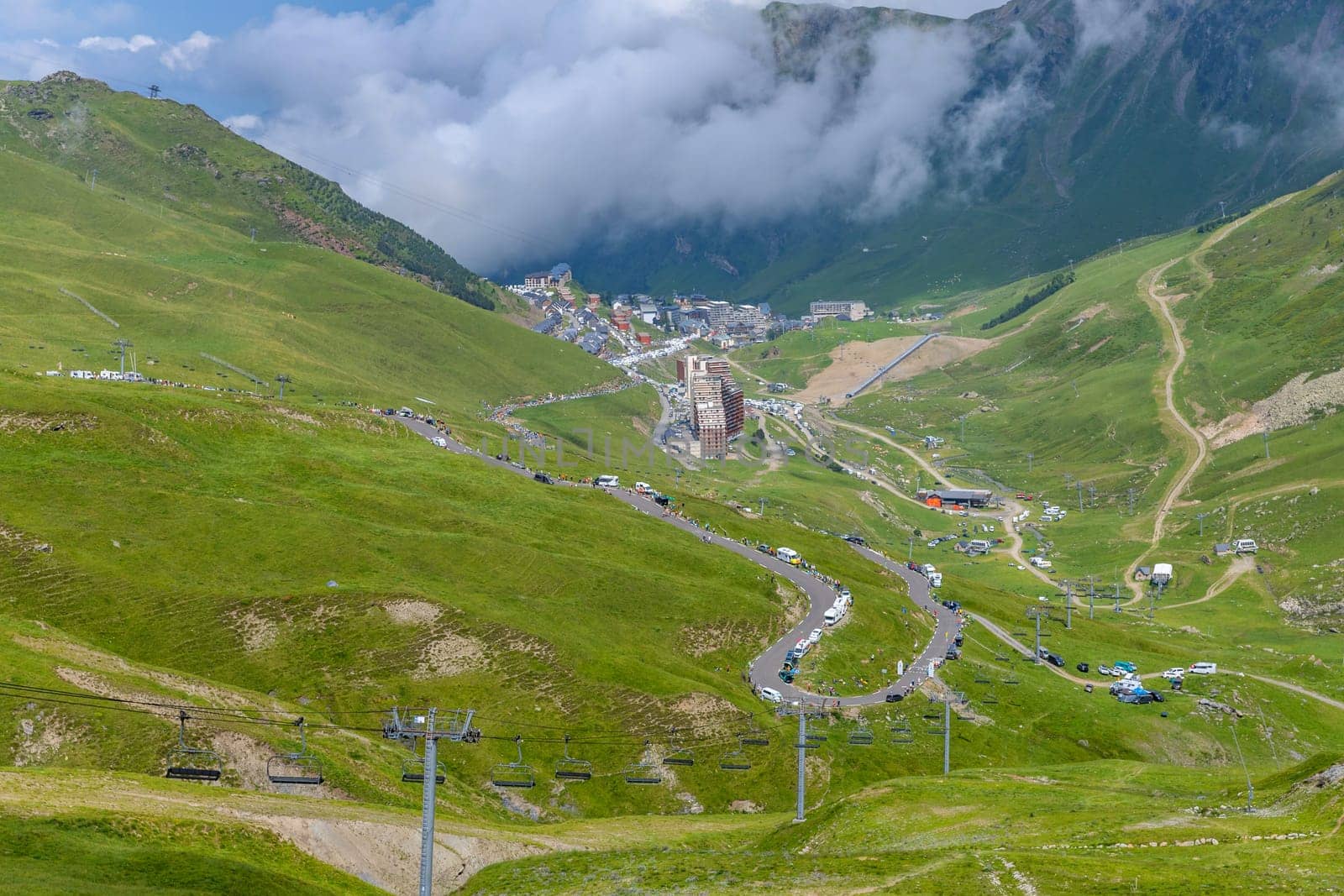 Mountain landscape near Col du Tourmalet in Pyrenees mountains. France.