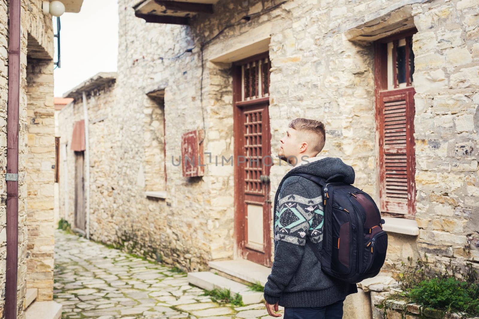 Traveler walking around old town. Vacation, holiday, tourism concept