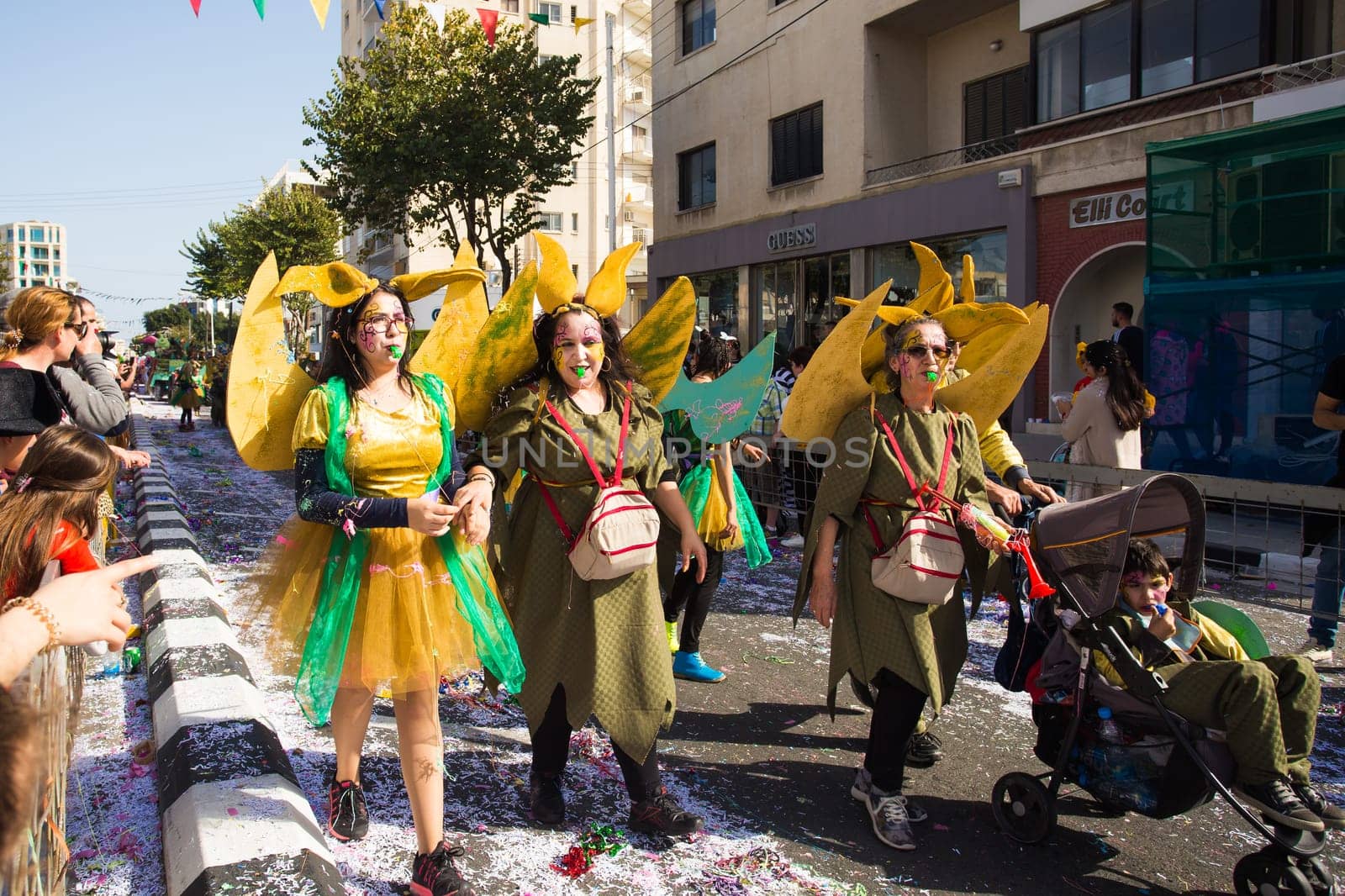 LIMASSOL, CYPRUS - FEBRUARY 22: Unidentified Carnival participants march in Cyprus Carnival Parade on FEBRUARY 22, 2015 in Limassol, Cyprus, established in 16th century