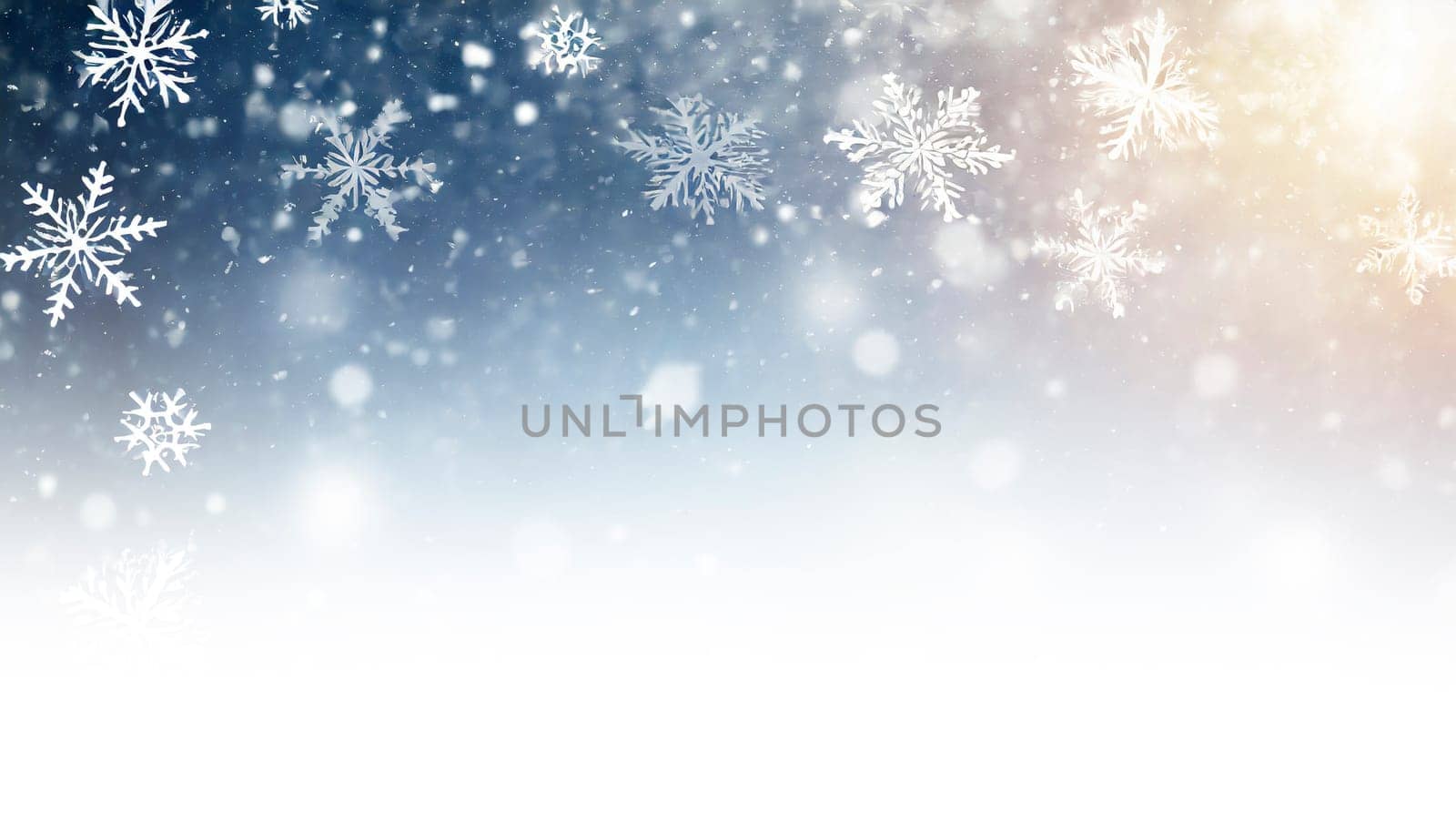 Winter holiday background with snowflakes cold winter sky with copy space, AI generated