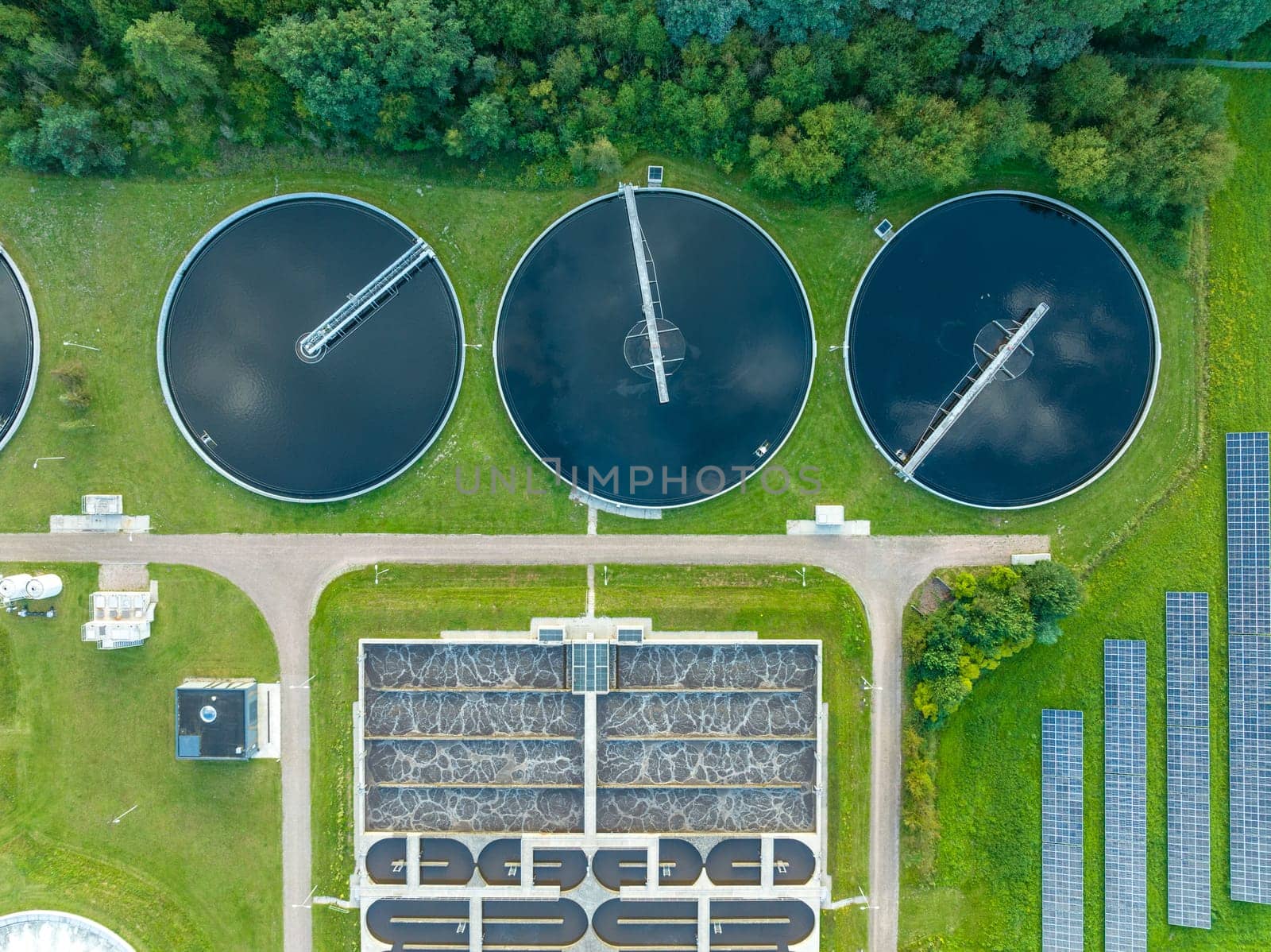 aerial view of a waste water treatment plant in the netherlands