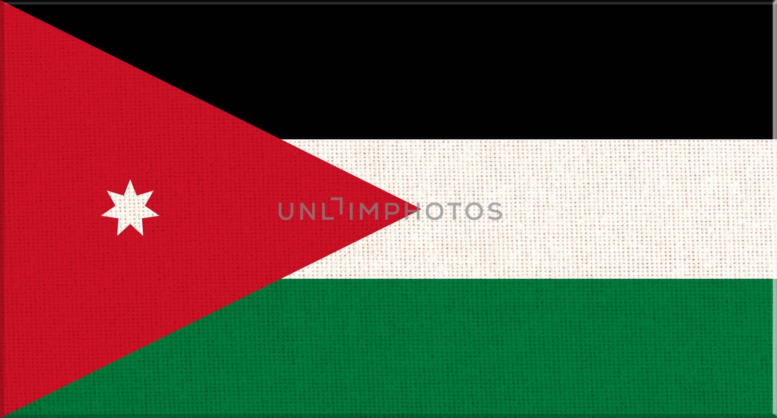 National Jordan flag on fabric surface. national flag on textured background. Fabric Texture. Hashemite Kingdom of Jordan. Asian country. State symbol of Jordan