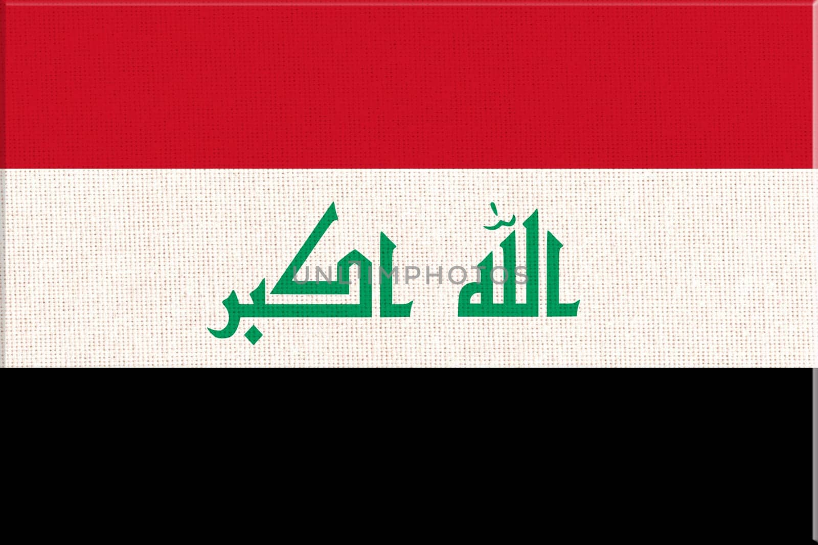 flag of Iraq. National Iraqi flag on fabric surface. Iraqi national flag on textured background. Fabric Texture. Republic of Iraq. Asian country. State symbol of Iraq