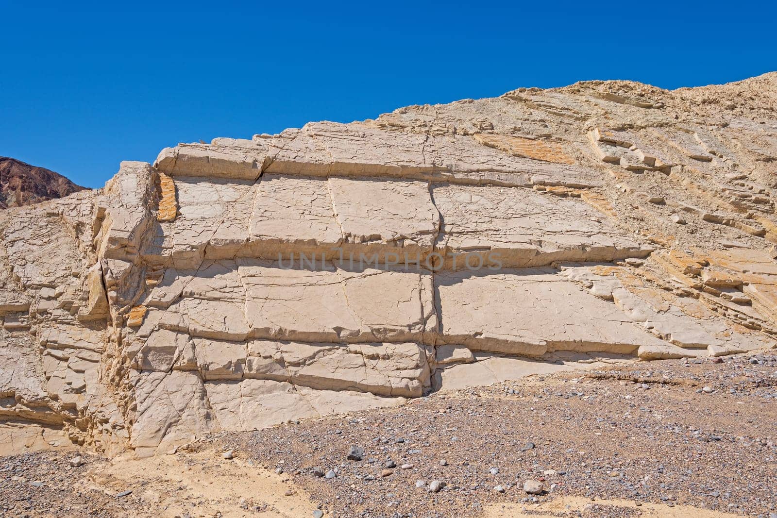 Eroding Mudstone Layers in an Arid Canyon at Zabriskie Point in Death Valley National Park in California