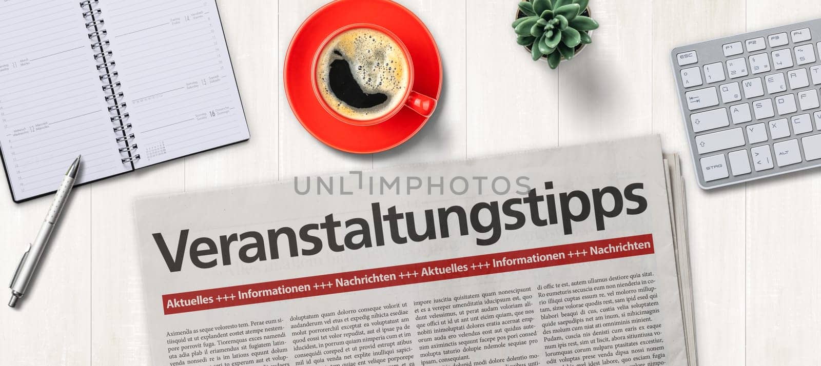 Newspaper on a desk - Upcoming events in german - Veranstaltungstipps