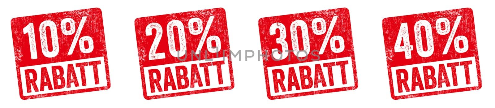 Red stamp - 10 to 40 percent off in german