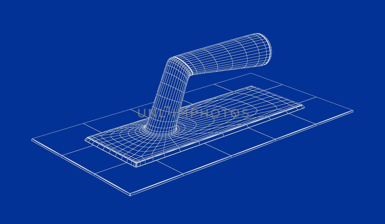 3d wireframe model of plastering trowel