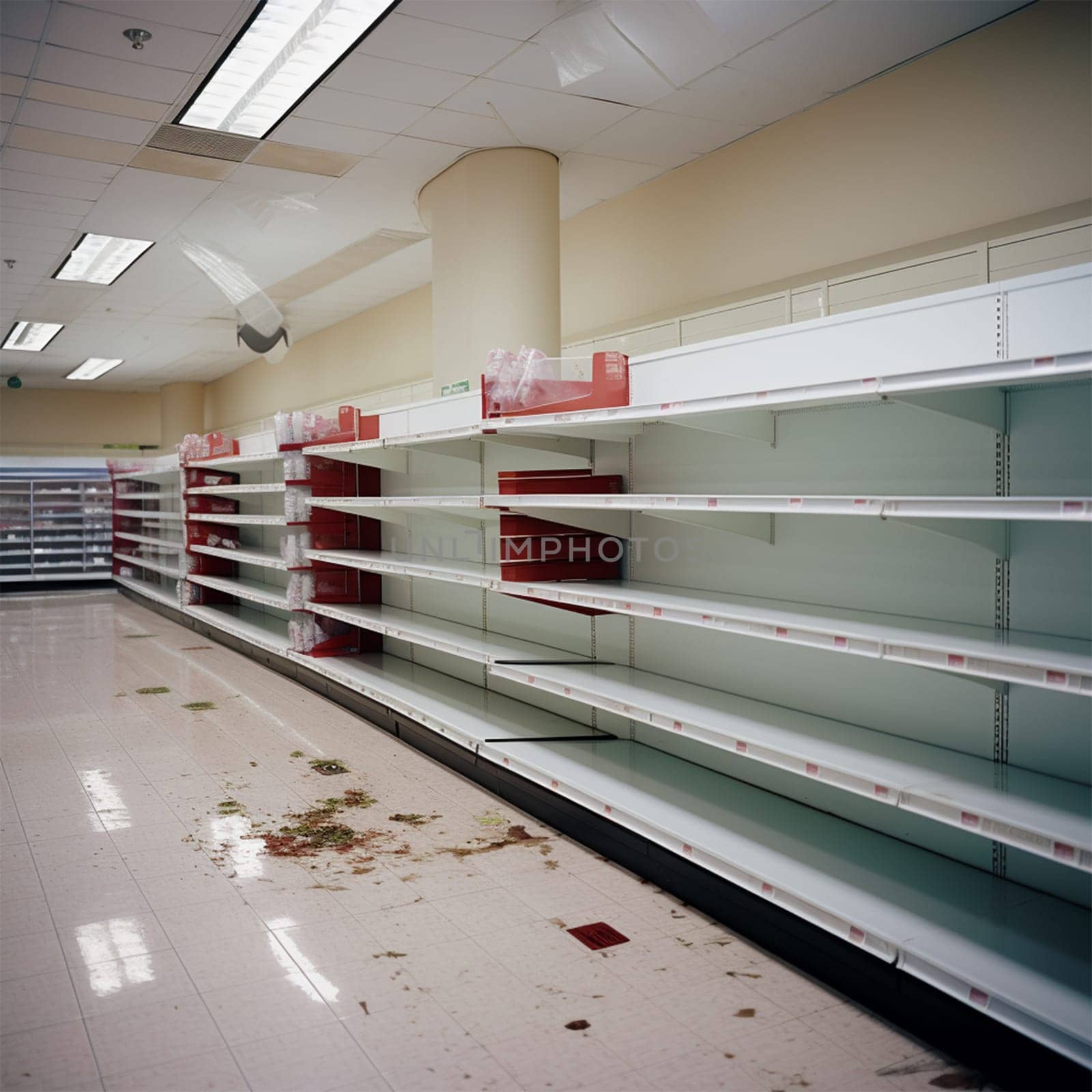 Cleared empty shelves in an empty store.