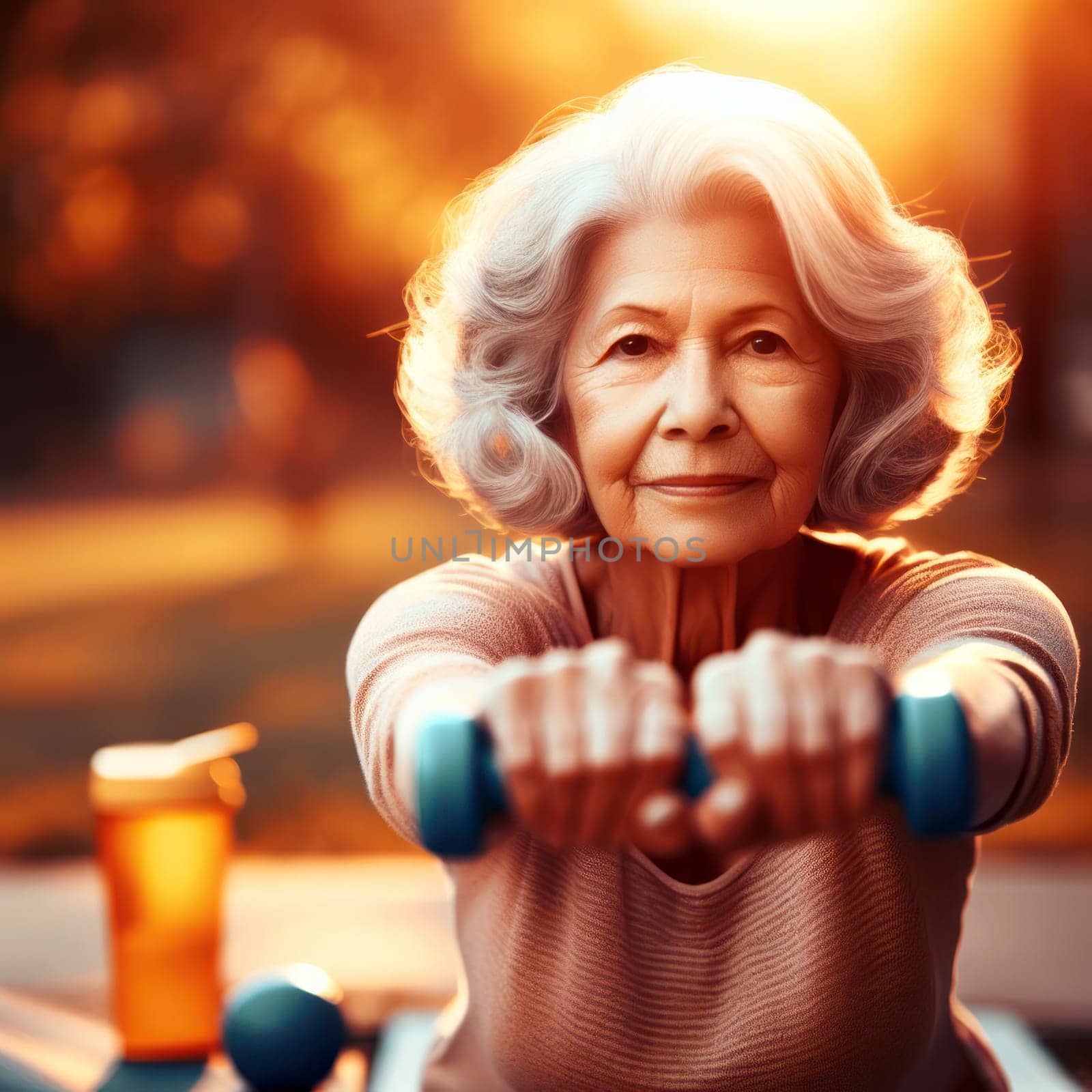 senior woman keeping a healthy lifestyle and doing exercise generative ai
