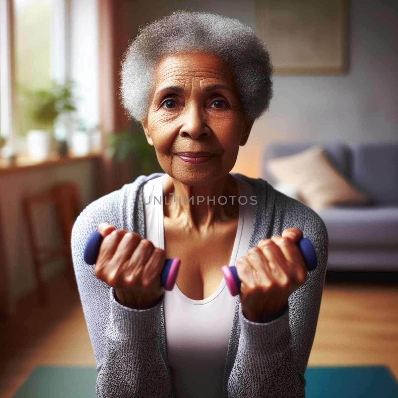 senior woman keeping a healthy lifestyle and doing exercise generative ai