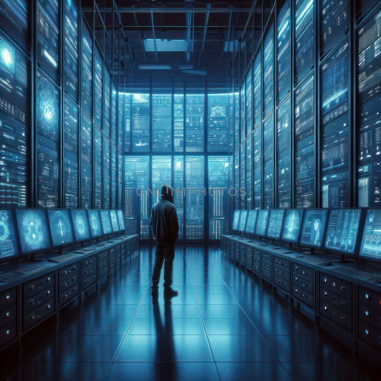 hackers trying to get into high tech secure system cybersecurity concept generative ai