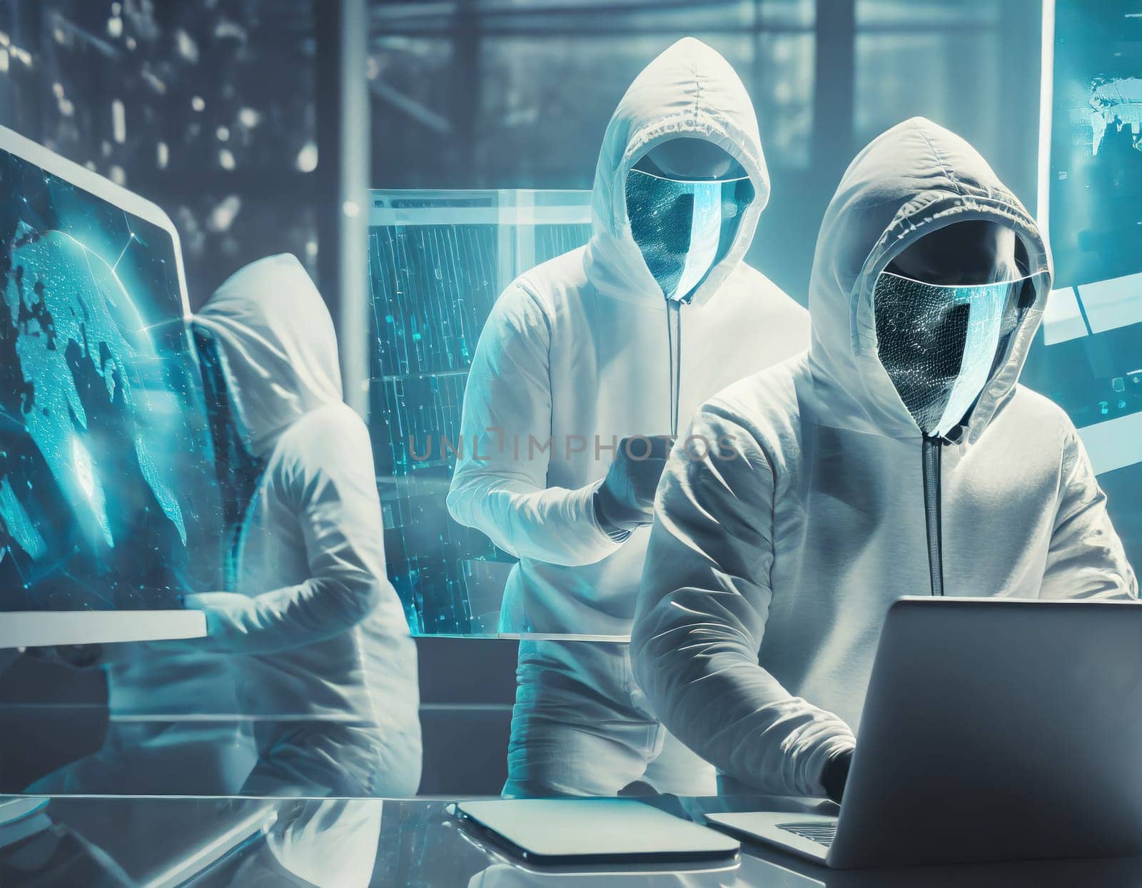hackers trying to get into high tech secure system cybersecurity concept generative ai