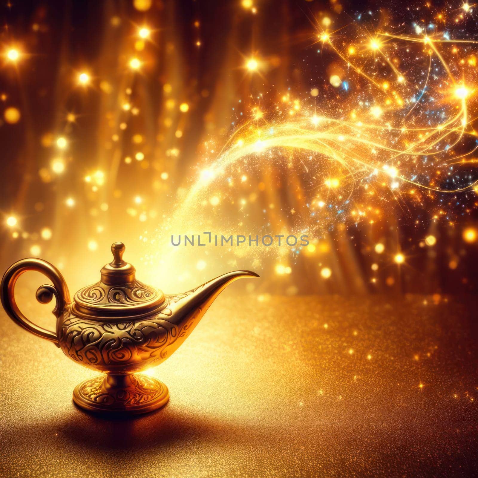 make a wish on the very beautiful magic genie lamp generative ai