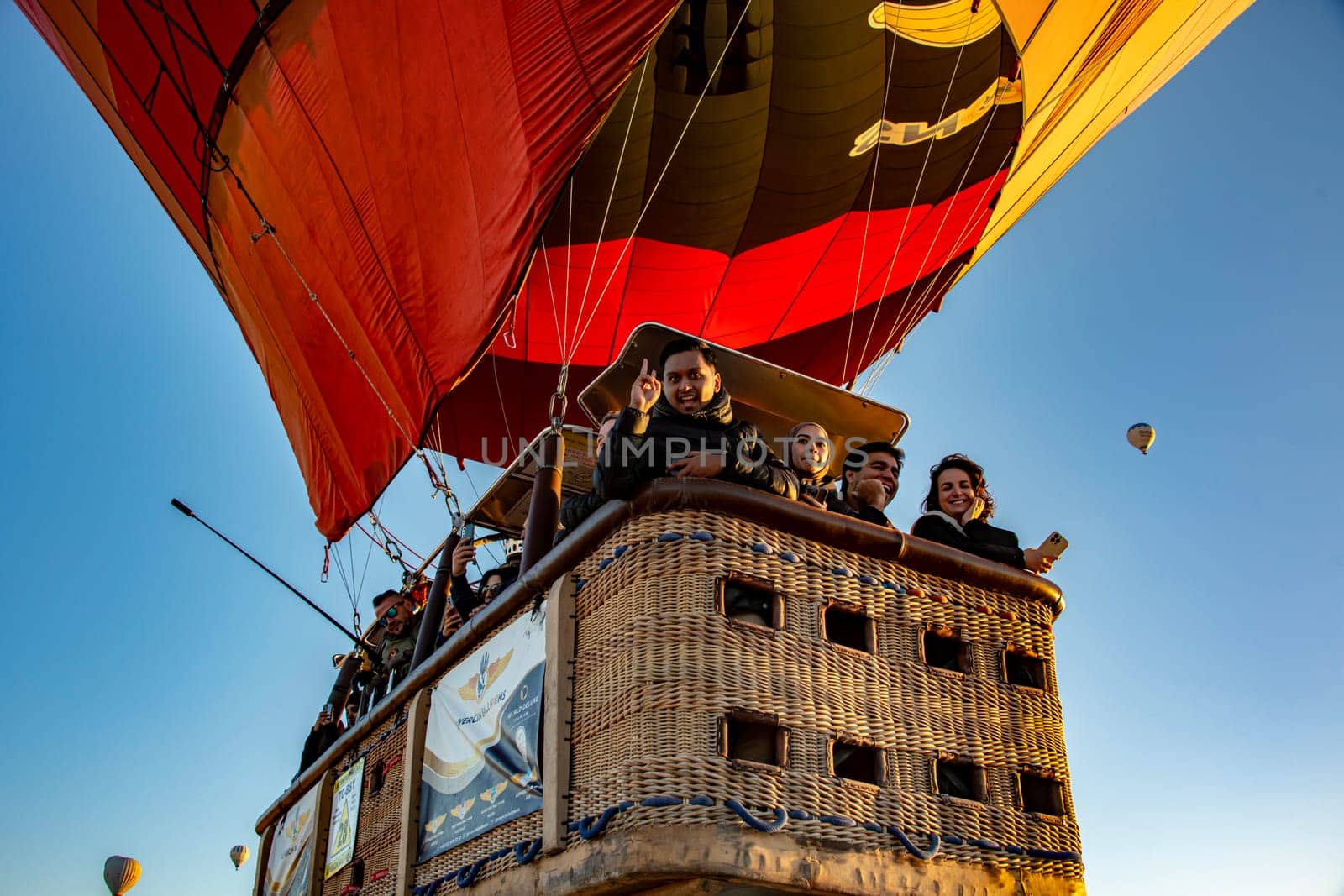 GOREME, TUR - OCT 14, 2023: Hot air balloon in Goreme National Park in Cappadocia, Turkey.