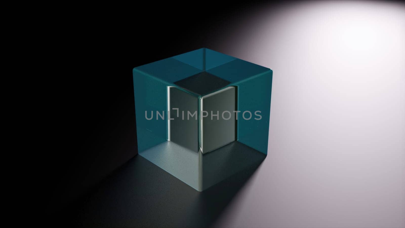 Glass blue cube. Computer generated 3d render