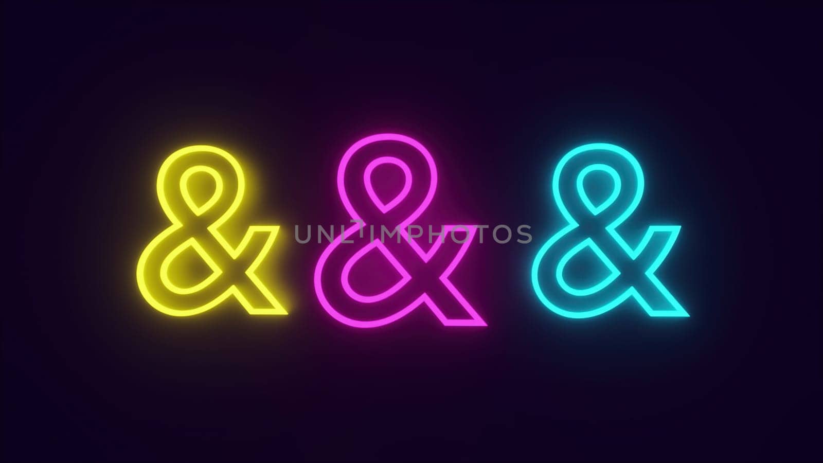 Three Neon percentage sign. Computer generated 3d render