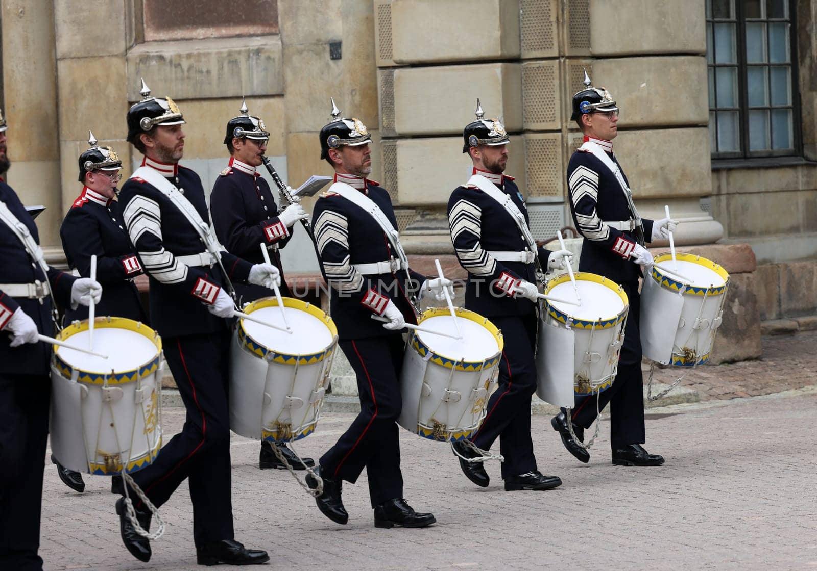 Stockholm, Sweden - June 26, 2023: Changing of the Guard ceremony at the Royal Palace in Stockholm, Sweden