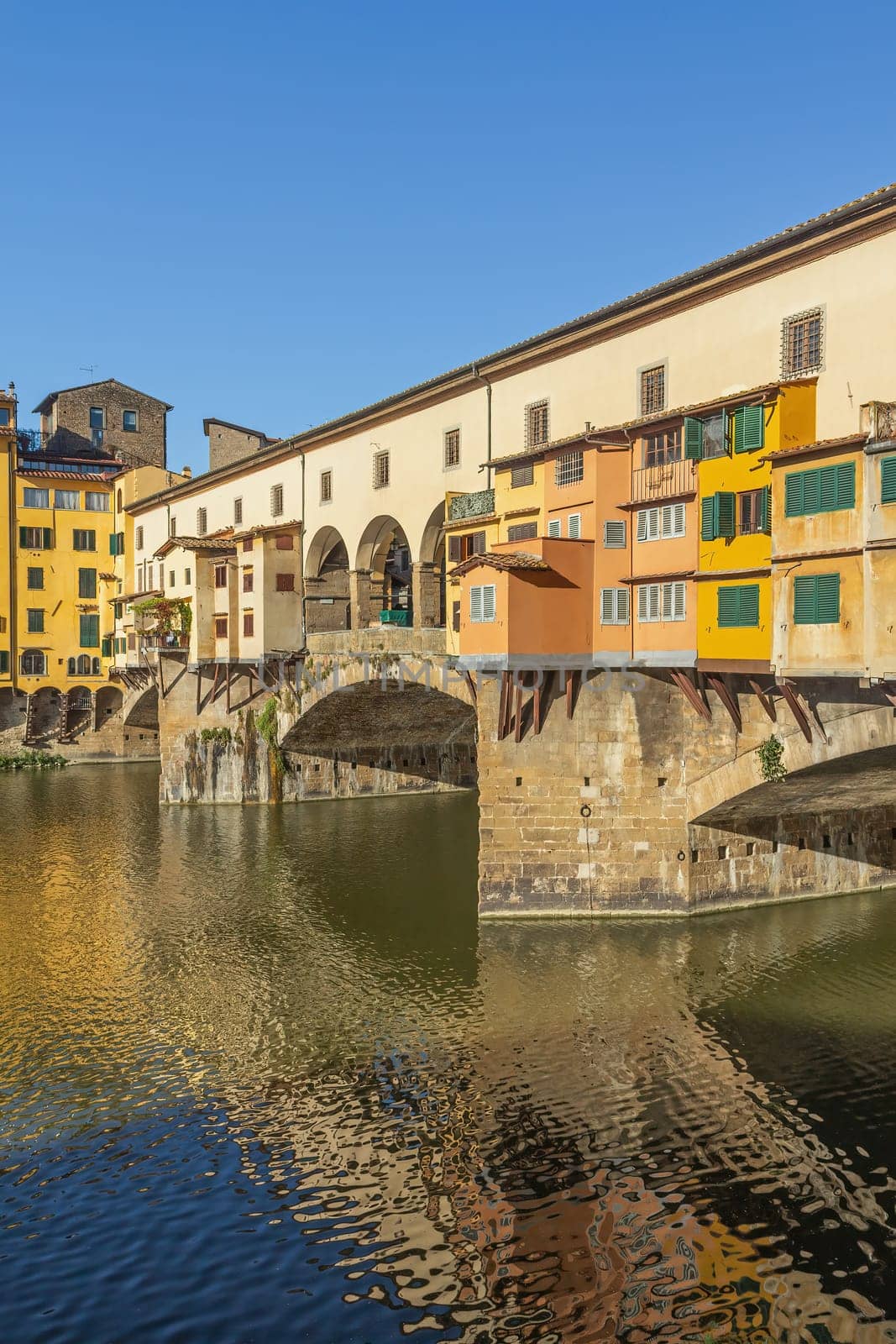 Ponte Vecchio Bridge having been built in the 1350. (Florence, Tuscany, Italy). Vertically.