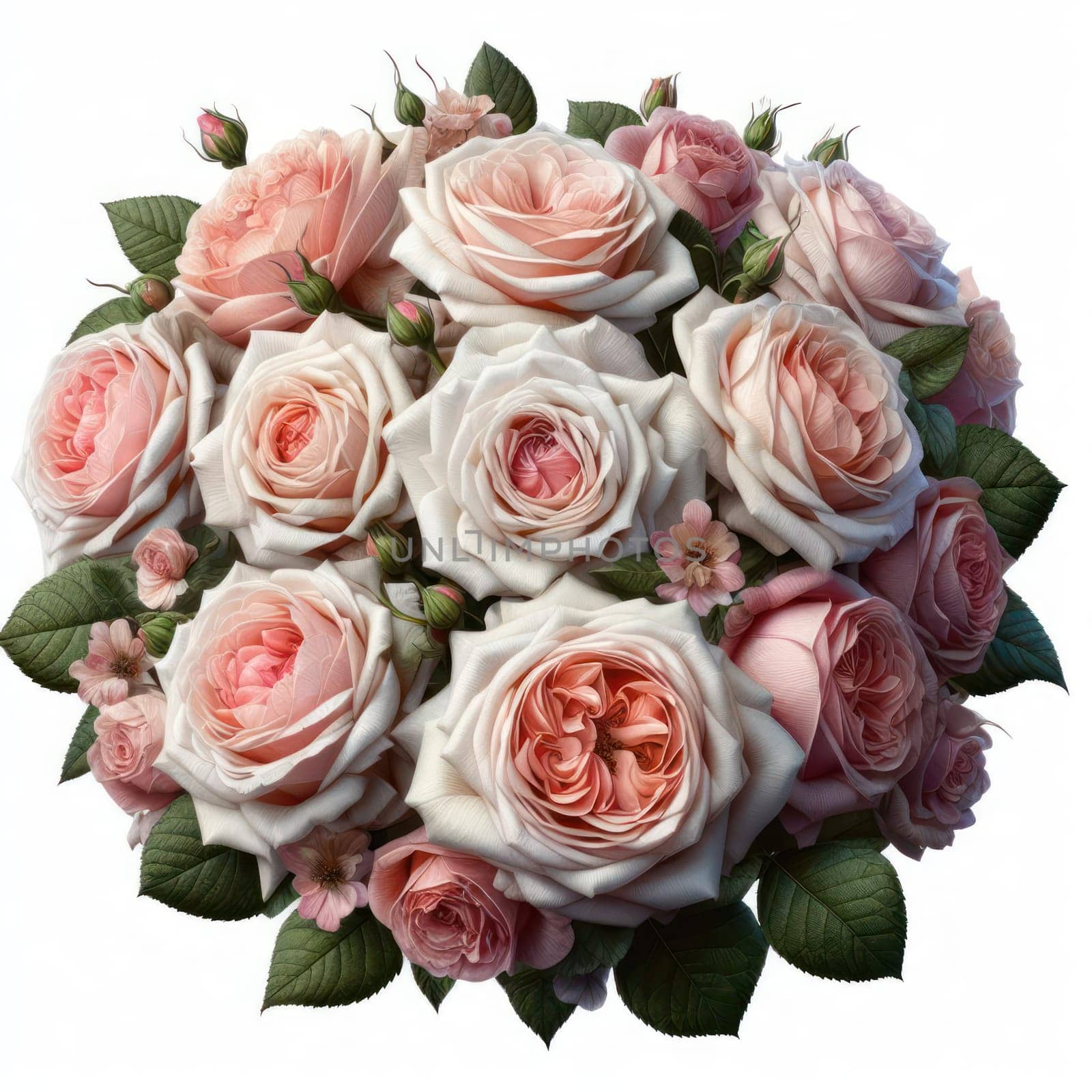 beautiful bunch of roses as a center piece bouquet on white background generative ai illustration