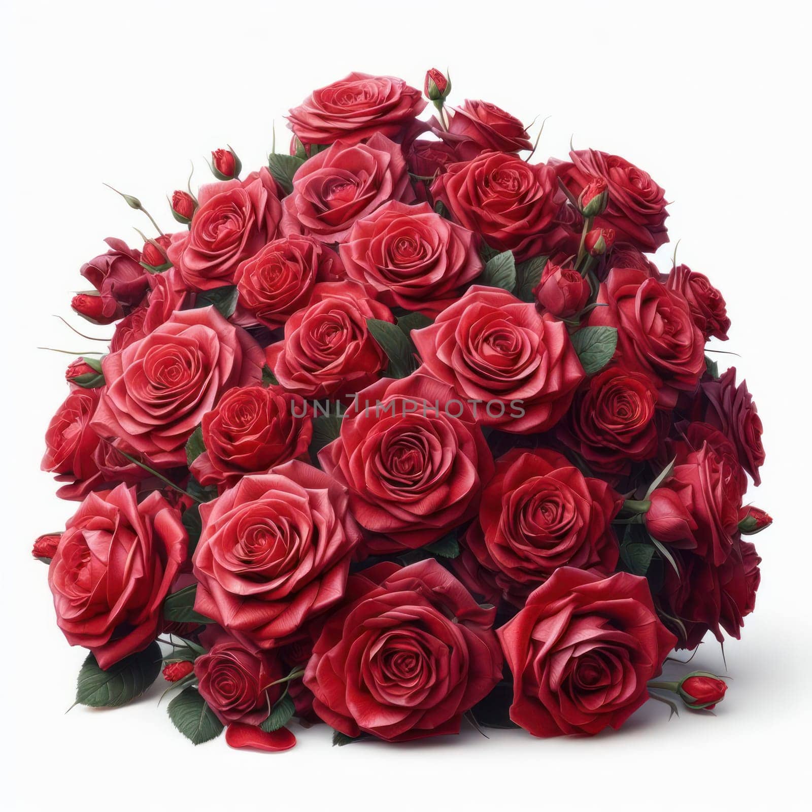 beautiful bunch of roses as a center piece bouquet on white background generative ai illustration