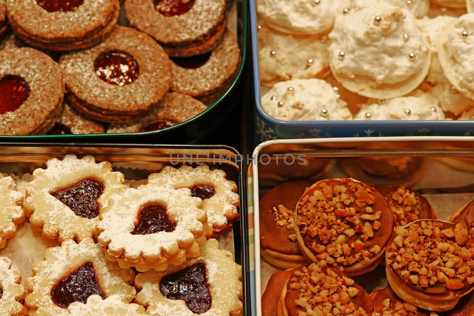 Various colorful sweets and cookies for Christmas
