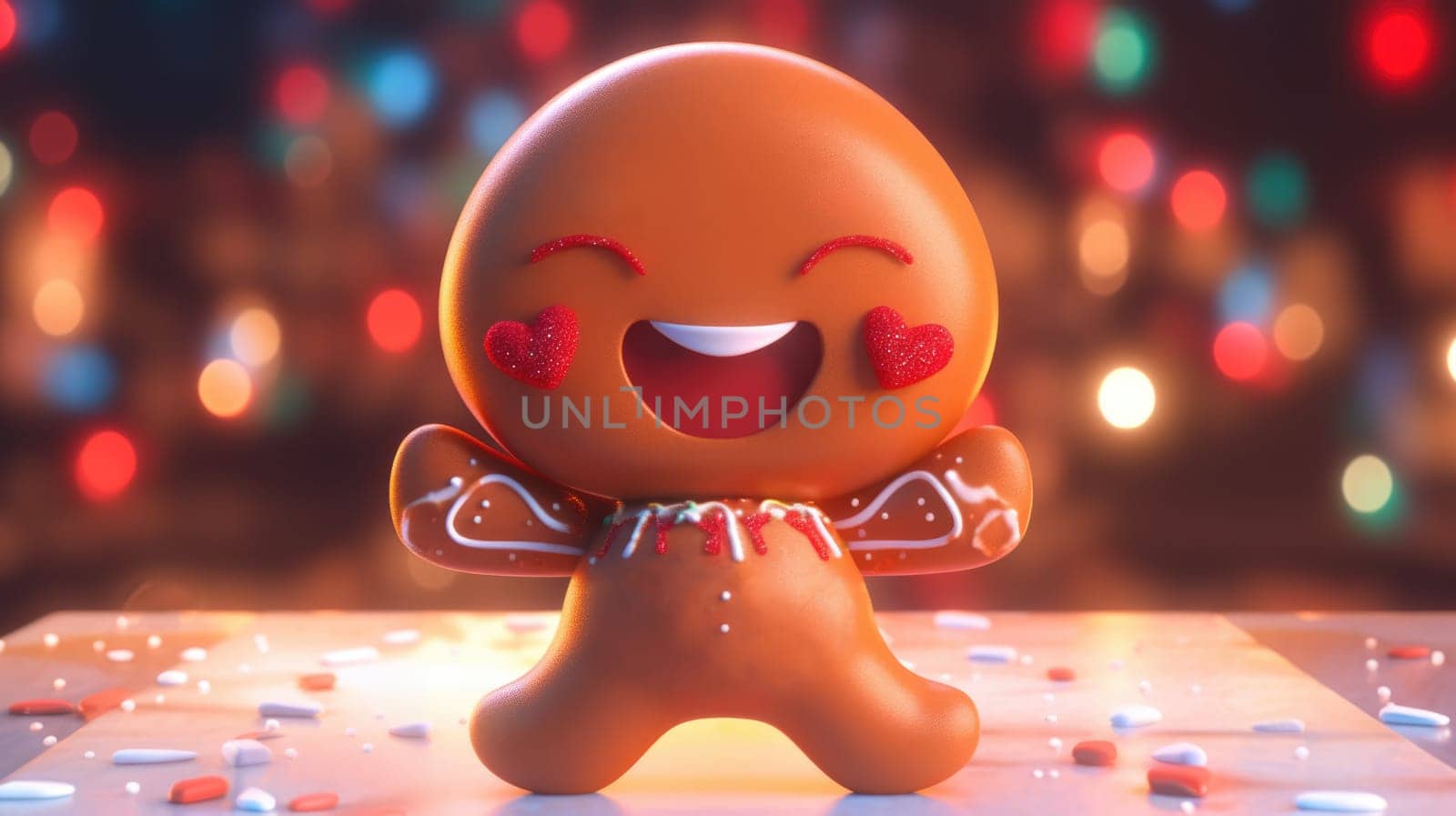 cute gingerbread man cartoon christmas, ai