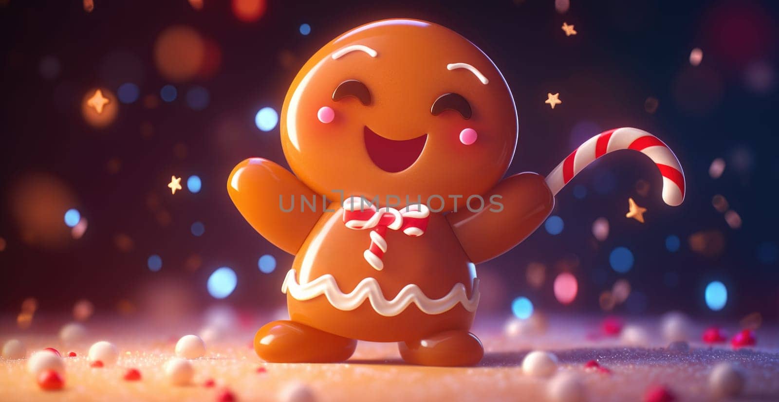 cute gingerbread man cartoon christmas, ai