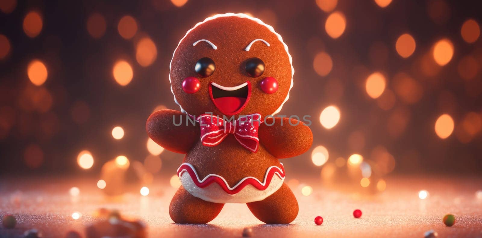 cute gingerbread man cartoon christmas, ai