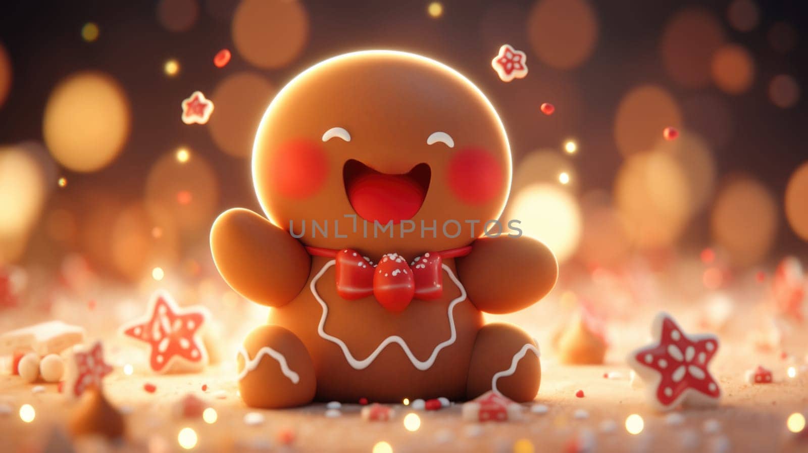 cute gingerbread man cartoon christmas, ai