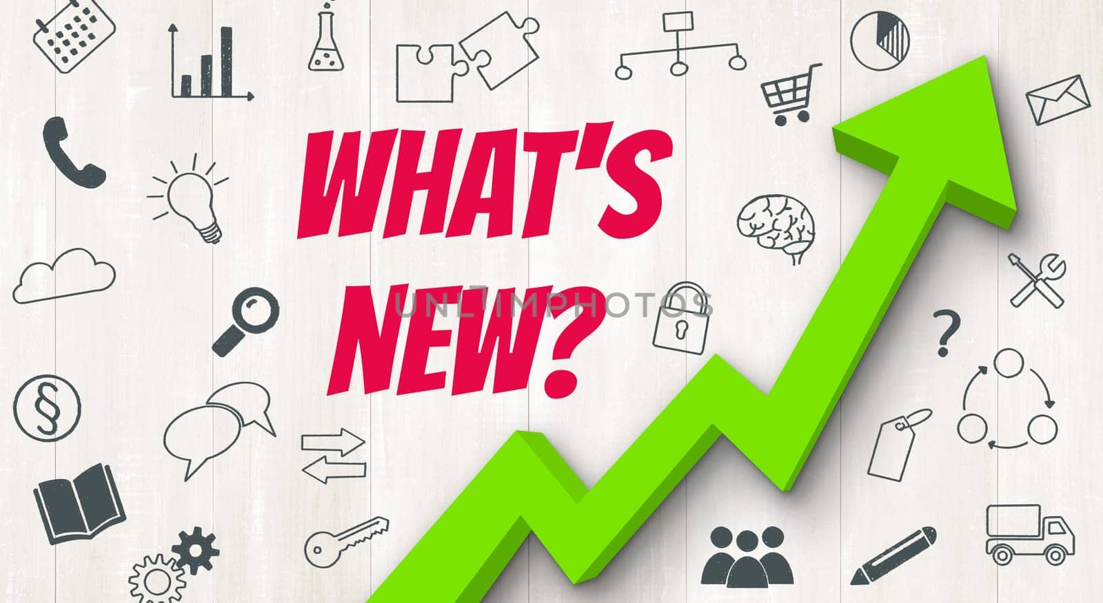 Ascending arrow with icons - Whats new
