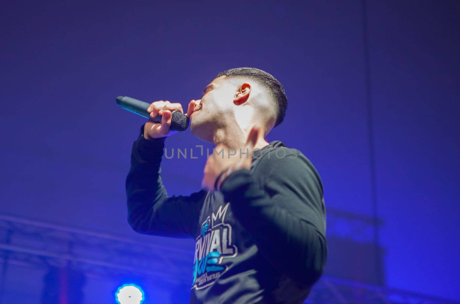 Merida, Spain - Dec 9th, 2022: The Survival League competition. Rap battling performance, Merida, Spain