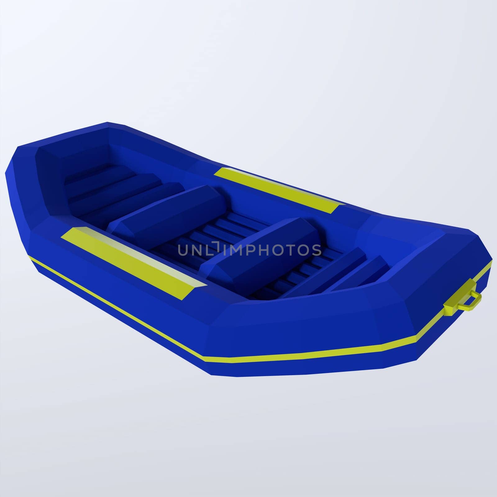 blue boat vehicle isolated on white background 3d rendering
