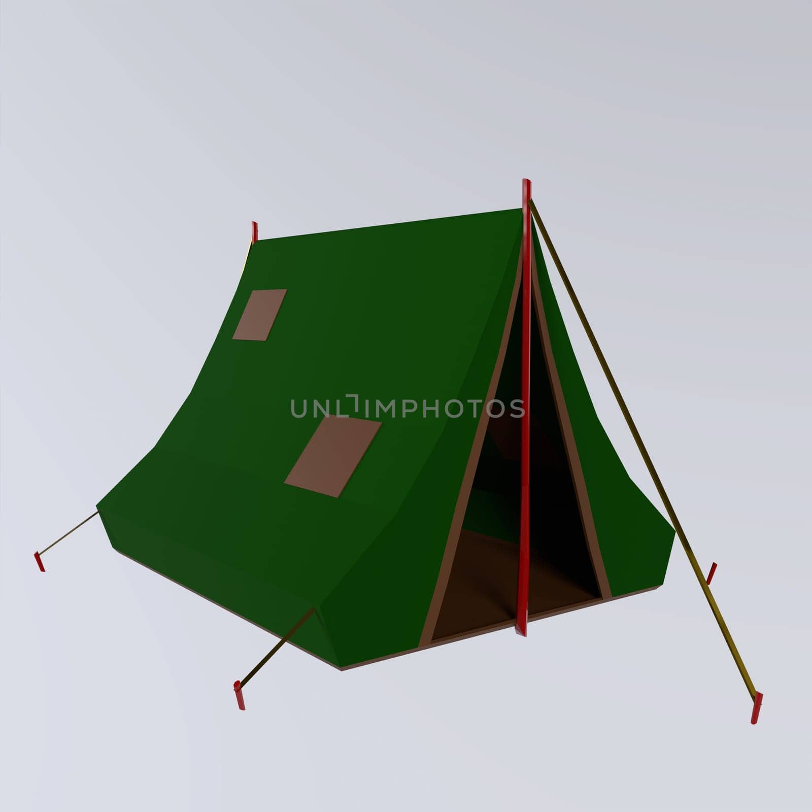 Camping tent isolated on white background 3d rendering