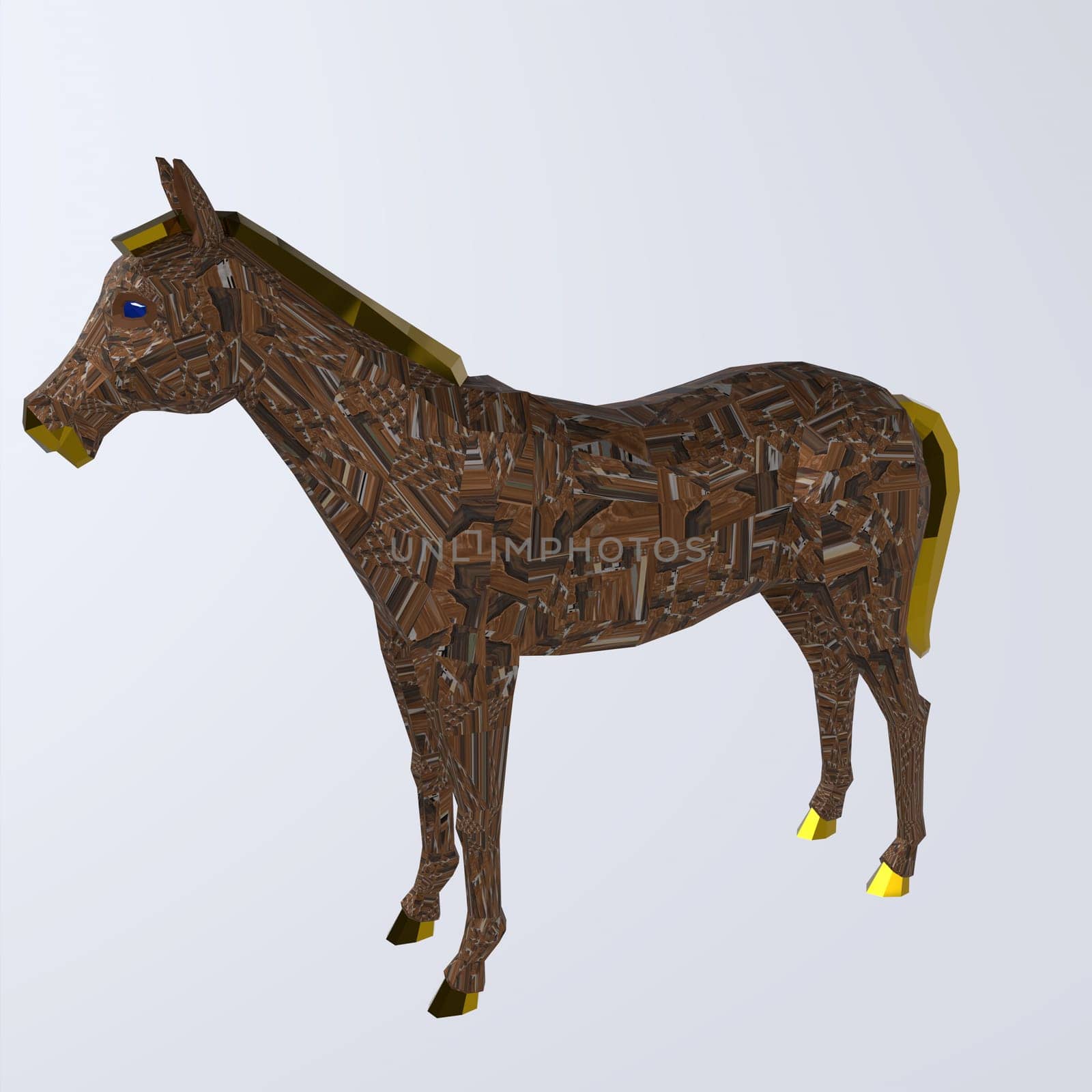 Horse isolated on white background 3d rendering
