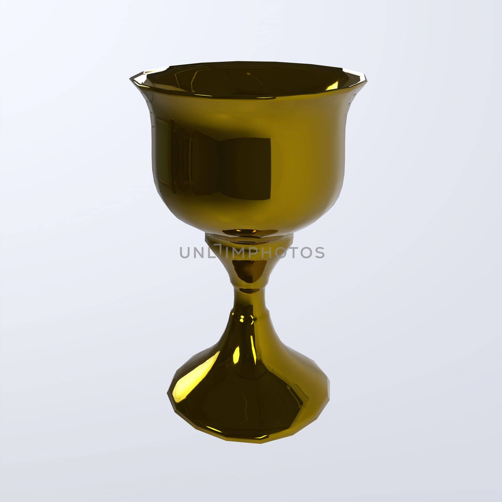 Golden goblet isolated on white background 3d rendering
