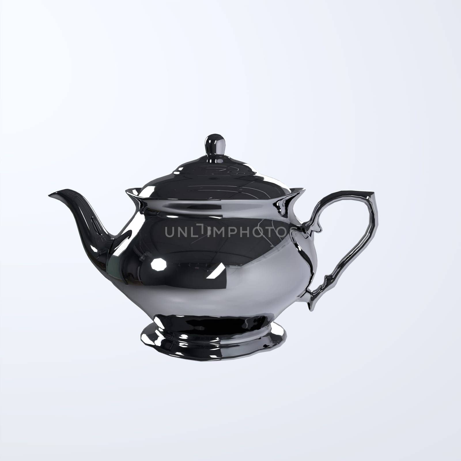 Gloss teapot isolated on white background 3d rendering