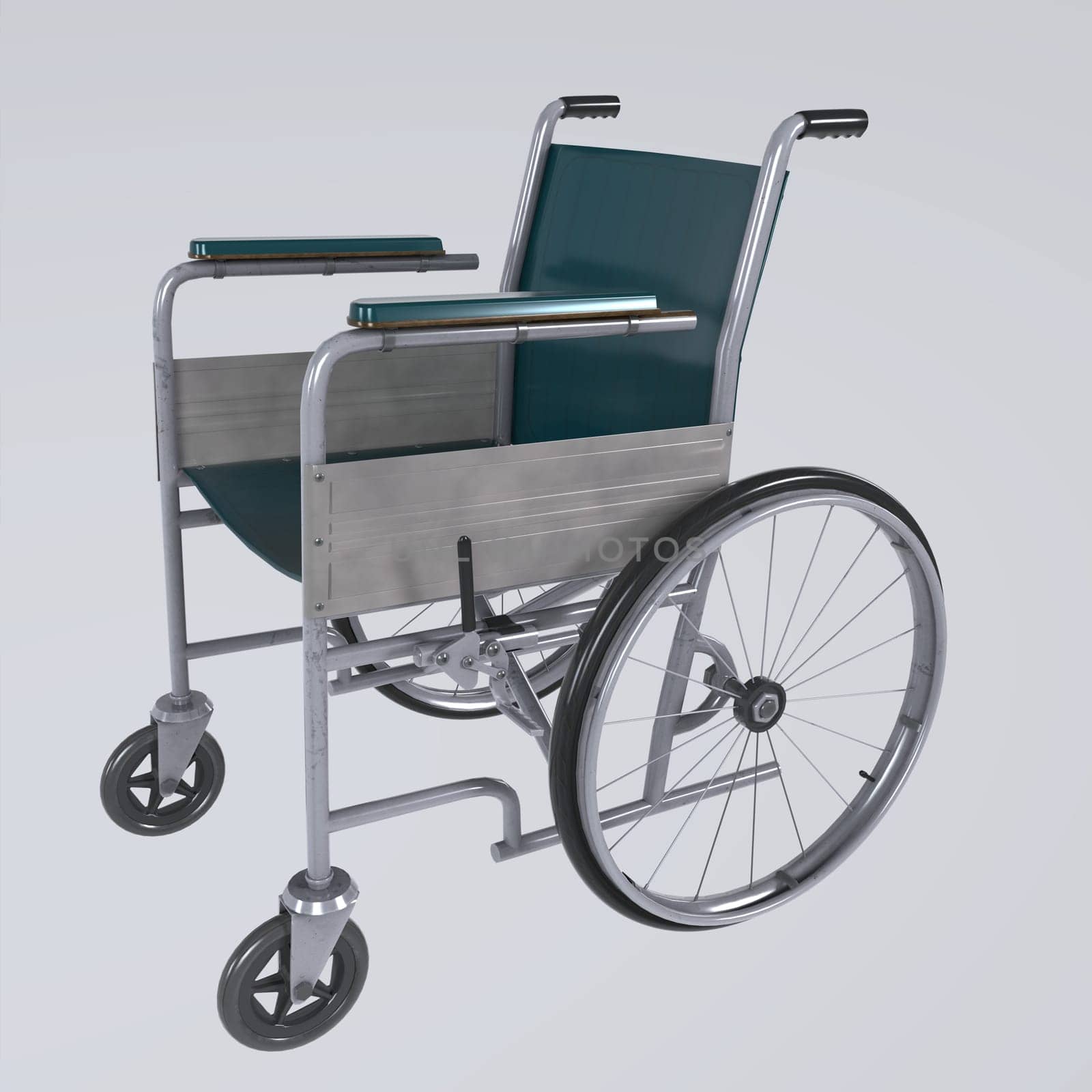 Hospital wheelchair isolated on white background 3d rendering