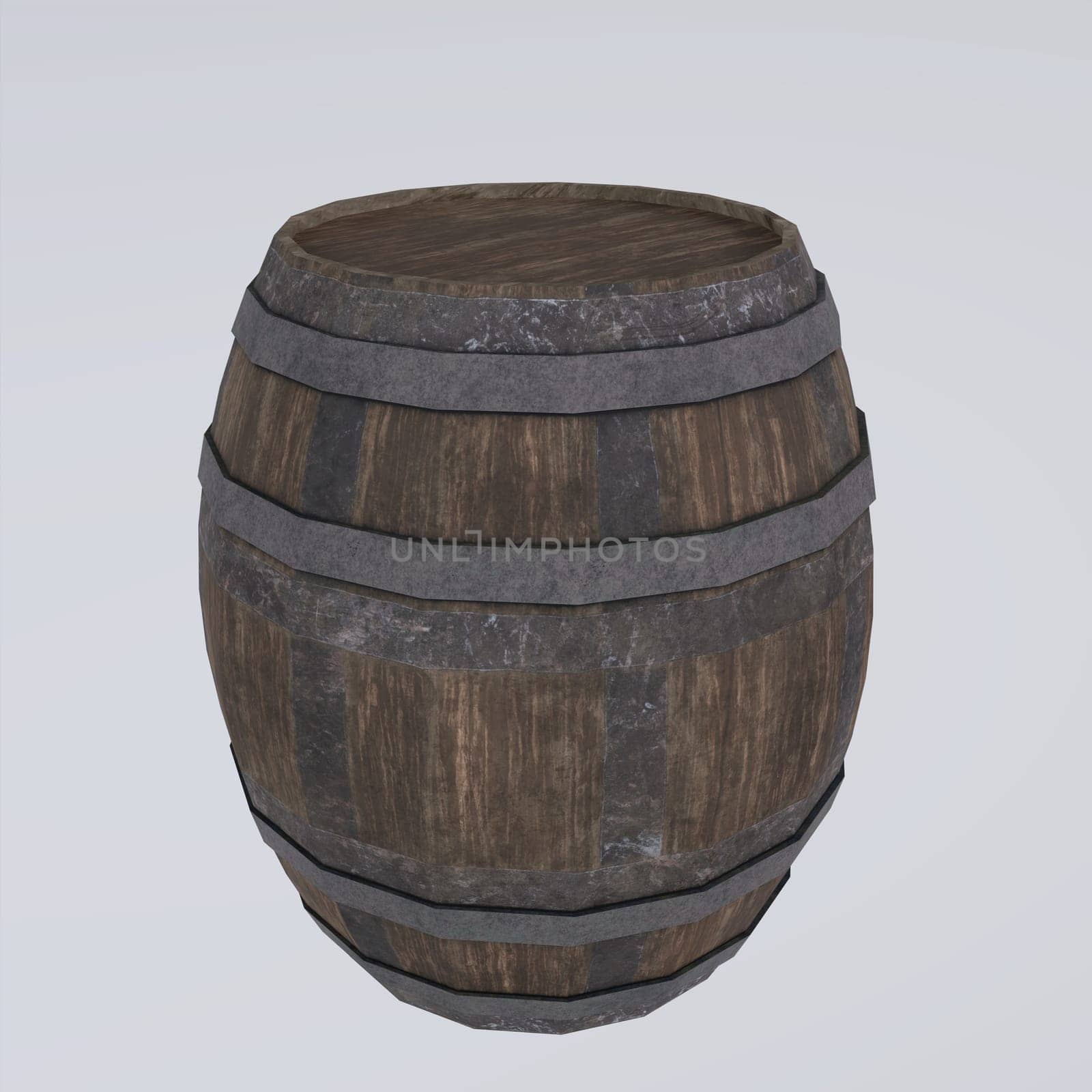 Wooden barrel isolated on white background 3d rendering