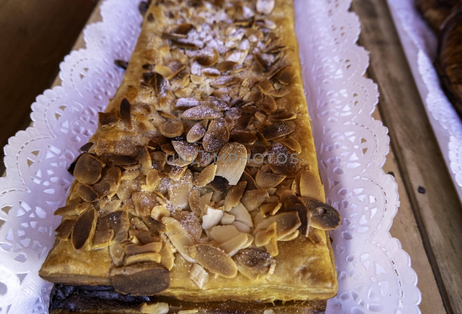 Detail of sweet and typical dessert from Spain, artisan pastry